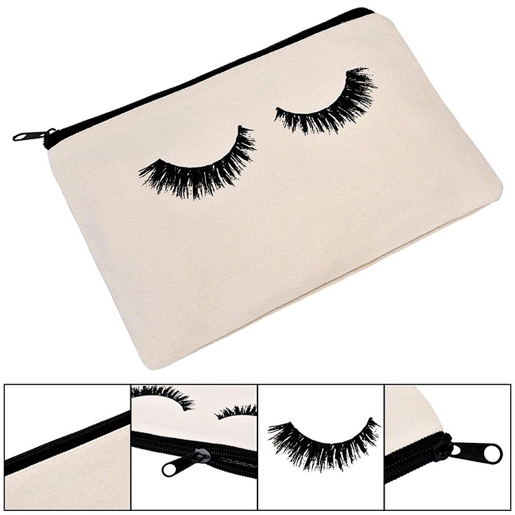 Customized fashion zipper cartoon cotton cosmetic make up bag Canvas Bag