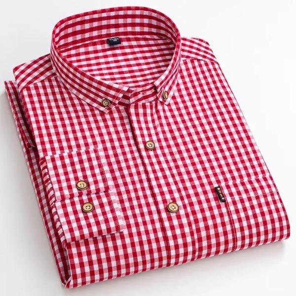 100% Cotton Plaid Shirt Long Sleeve Shirt Casual Formal Shirts Office Custom