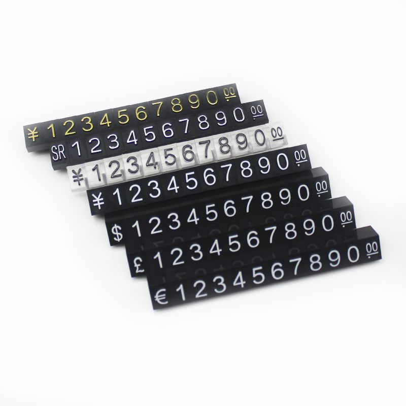 Symbol Black Numerals Price Tag Cube Custom For Retail Shop Sale Display