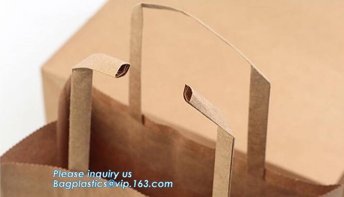tea brown paper bag with logo print eco friendly With Ribbon Handles wine packaging offset bags,Decorative Paper Bags wi