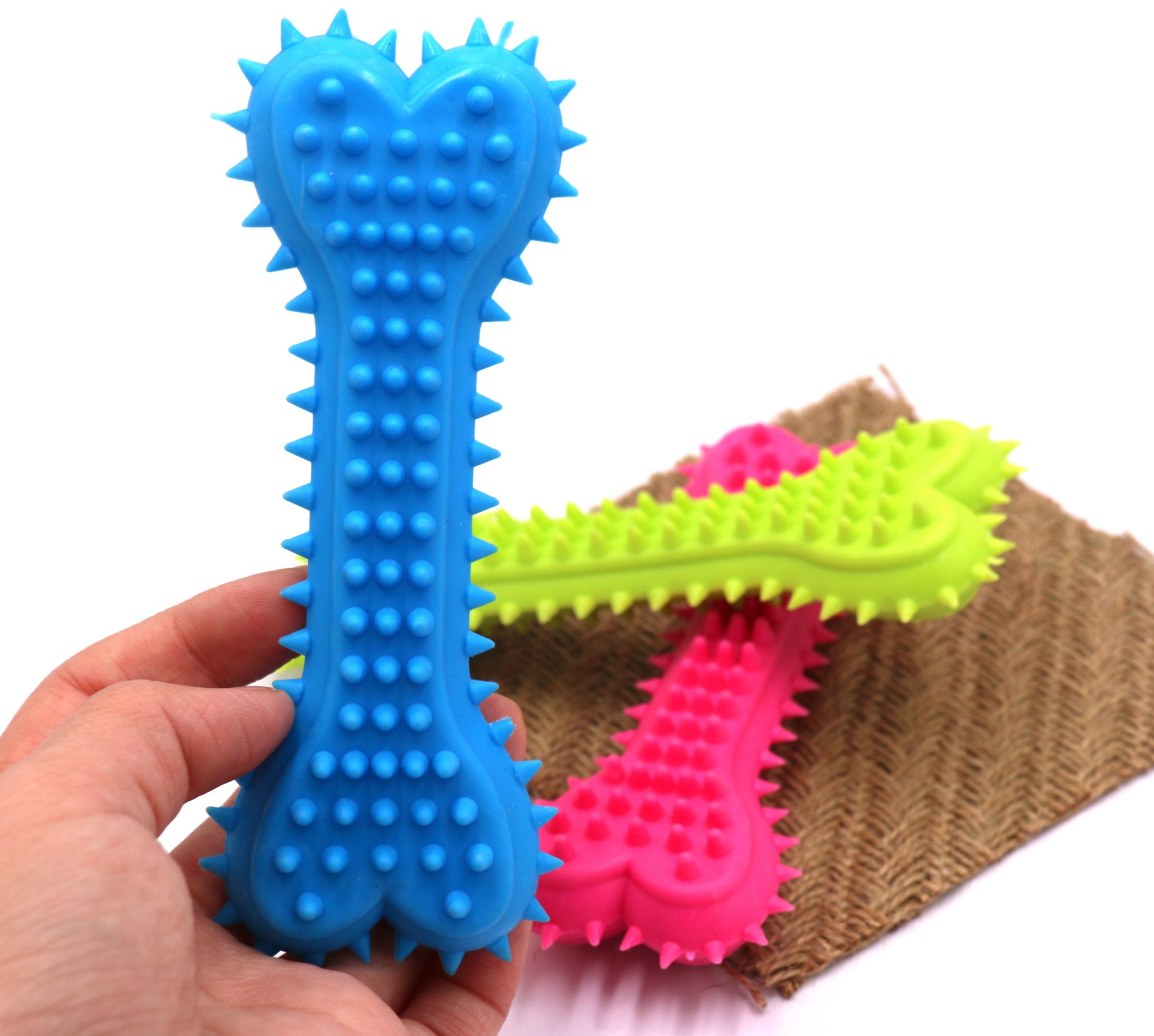 All-Season Pet Durable Nature Rubber Puppy Interactive Molar Bone Shape Toothbrush Stick Teeth Clean TPR Treat Training Dog Bit Chew Toy