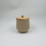 Wooden Pump Head Sand Stone Bath Accessories Sets with Round Shape and Ribbed