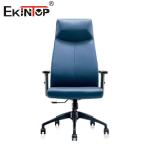Blue Executive Leather Chair With Stainless Steel Assembly For Office