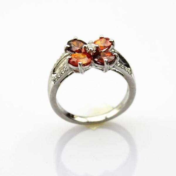 Buy cheap Design Women Jewelry 925 Silver Red Quatrefoil Cubic Zircon Ring(FR029) from wholesalers