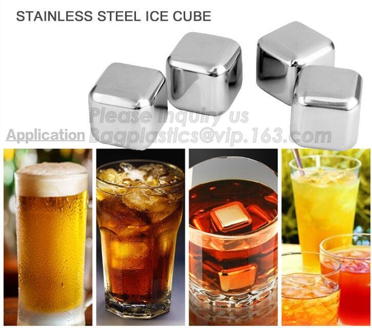 Customized stainless steel whiskey ice cube stone, Mini Stainless Steel Ice Cube Whisky Stone wholesale, bagease, pac