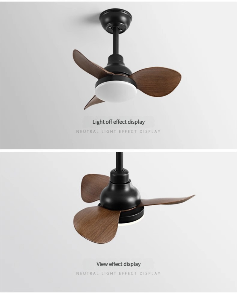 Solid Wood Ceiling Fan 22 inch Silent Fan Pendant Light Variable Frequency