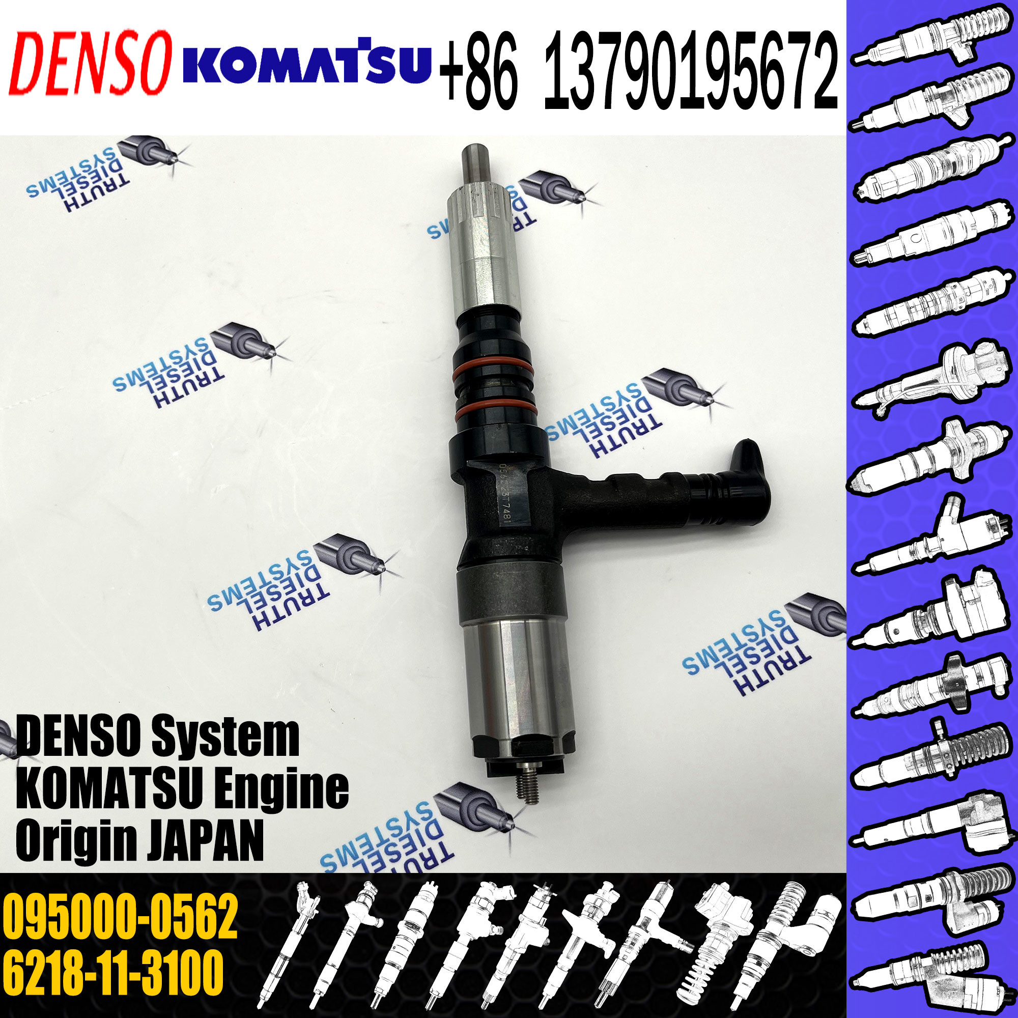 Injector 9709500-056 095000-0561 095000-0562 for KOMATSU pc400-7 WA500-6 6218-11-3101 6218-11-3100