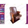 Buy cheap Brown Leather Low Back Auditorium Chairs With Self Weight Retracting Seat from wholesalers