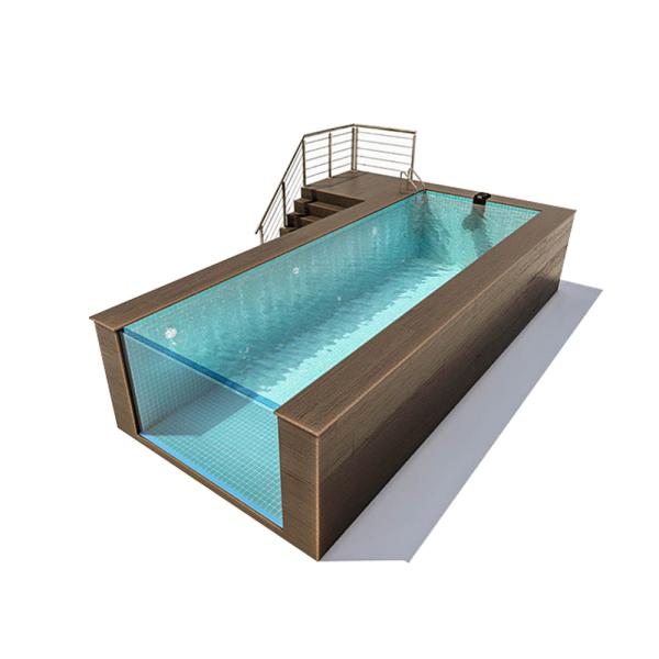 Pool of Luxury Above Ground Fibre Glass Endless Transparent with Wood Plastic