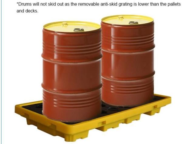 Buy cheap Detachable plastic 4 drum oil spill pallet, 1300*660*150 mm 2 drum spill containment pallet, Nestable 2 drum spill conta from wholesalers