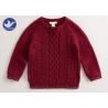 Buy cheap Multi Cable Knitting Girls Long Sleeve Sweaters , Girls Red Sweater Side Slit from wholesalers