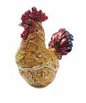Decorative alloy rooster jewelry boxes beautiful cock enamel trinket box