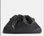 Fake Real Leather Dumpling Clutch Bag 10cm Womens Black Clutch Purse