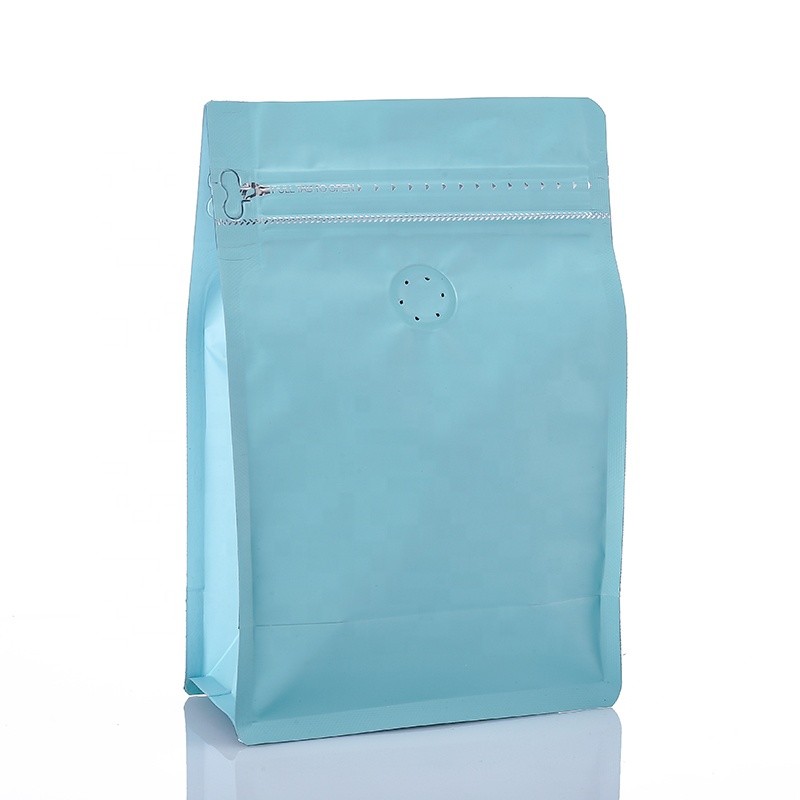 Matt Printed Aluminum Foil 250g 1kg 12oz Flat Bottom Coffee Bag With Valve