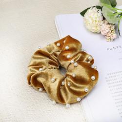 Buy cheap 2 Inch Velvet Hair Scrunchies Ribbon Fabric Pearl Hair Cord Hair Silk Hair Curling Yellow Red from wholesalers