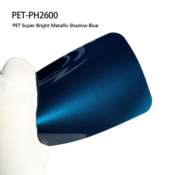 Buy cheap PET-PH260 PET Pvc Gloss Wrap Film With Bright Metallic Shadow Blue Color from wholesalers