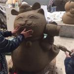 Modern 80cm Fiberglass Fortunate Cat For Store Display