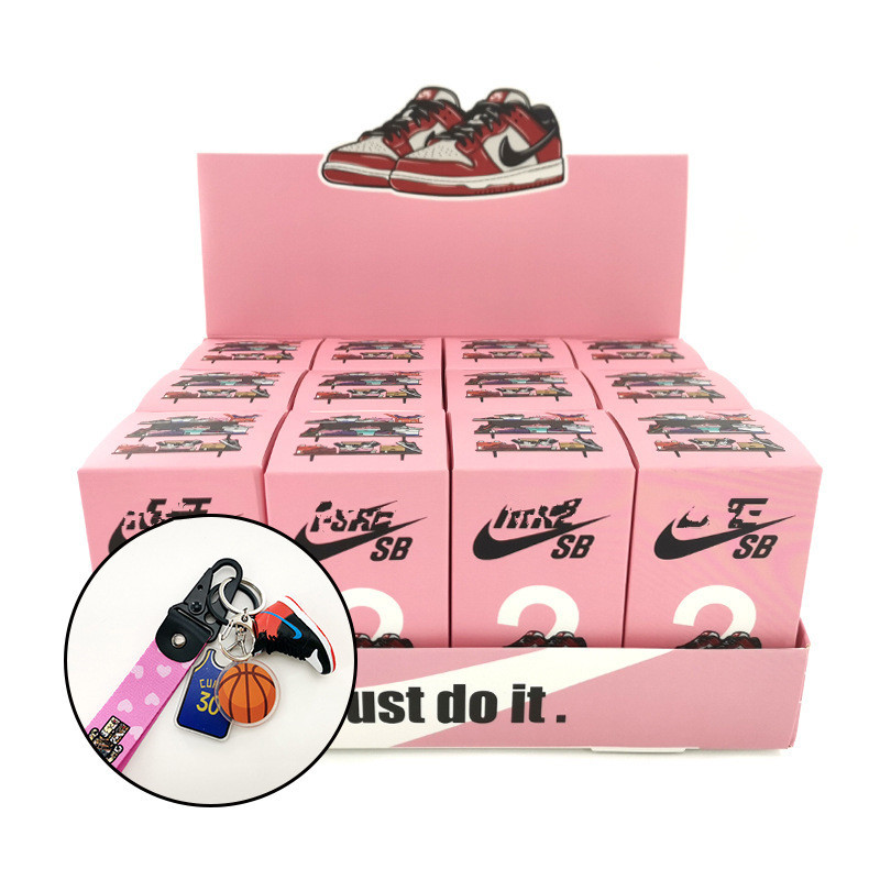 Hot Selling Surprise Blind Box Fancy Packaging Keychain AJ Shoe Mold and Transparent Acrylic Boxes series theme 12 pairs