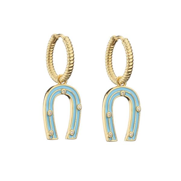 Buy cheap Enamel U Shape Gold Earrings Cute Contemporary OEM Gold Plated Hoop Earrings from wholesalers