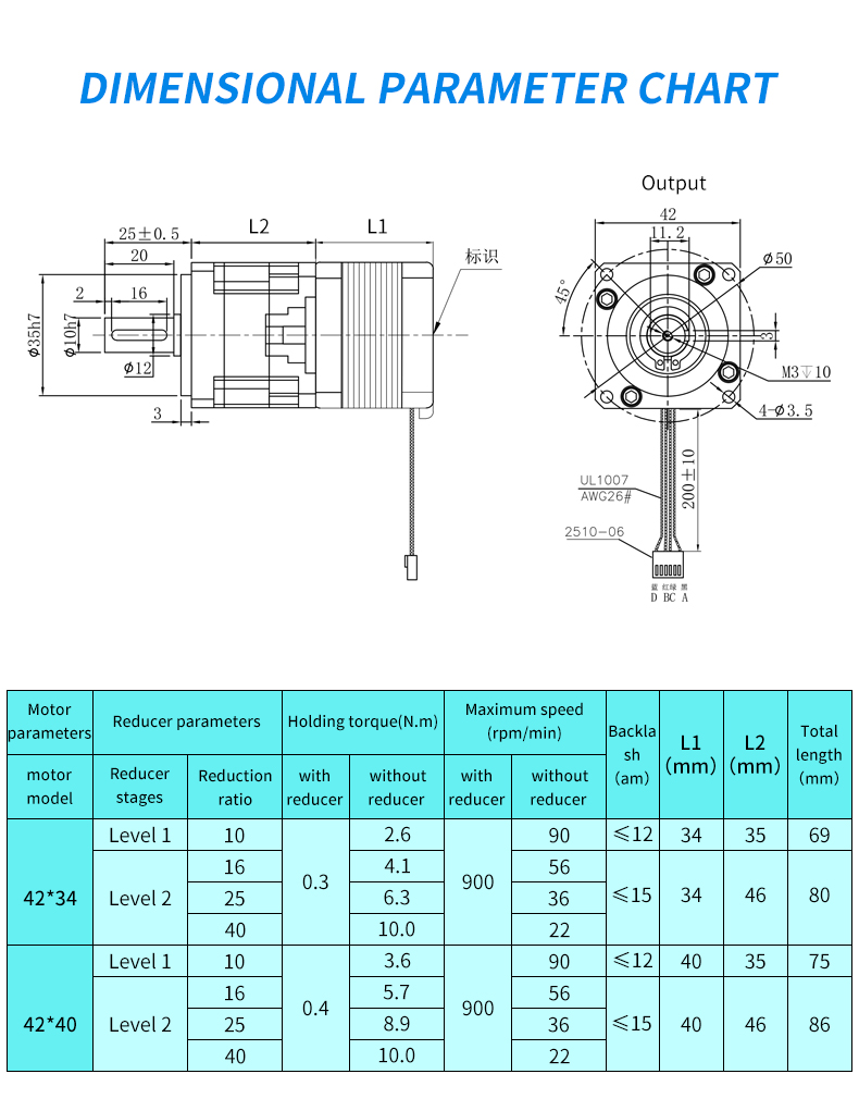 Umot Hybrid High Precision Stepper Motor with Geared Box and Controller Nema17