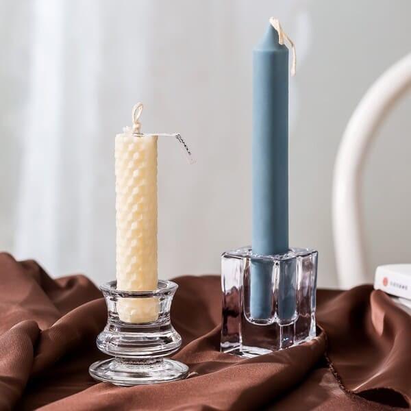 Buy cheap 2 Inch Small Clear Glass Taper Candle Holders Lead Free Customized from wholesalers