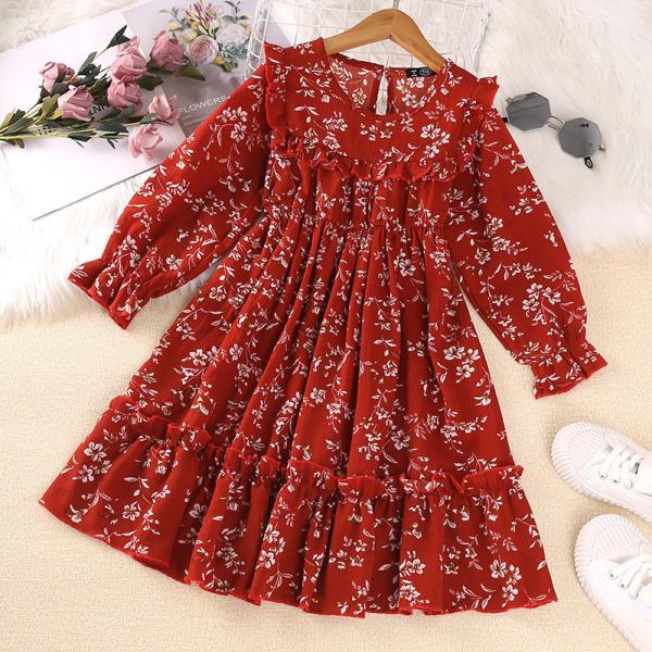 Buy cheap Spring Children'S Long Sleeved Floral Princess Dresses Girl'S Dress from wholesalers