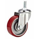 medium duty 4" swivel PU cast iron core caster brake, 4" swivel red PU cast iron
