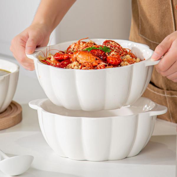 Buy cheap Ceramic Pumpkin Shape 9 Inch Microwave Ramen Bowl Soup Bowl Set For Occasion Presents from wholesalers