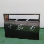 3 Compartment Recycling Bin Pation Furniture Outdoor Metal Wood Waste bin