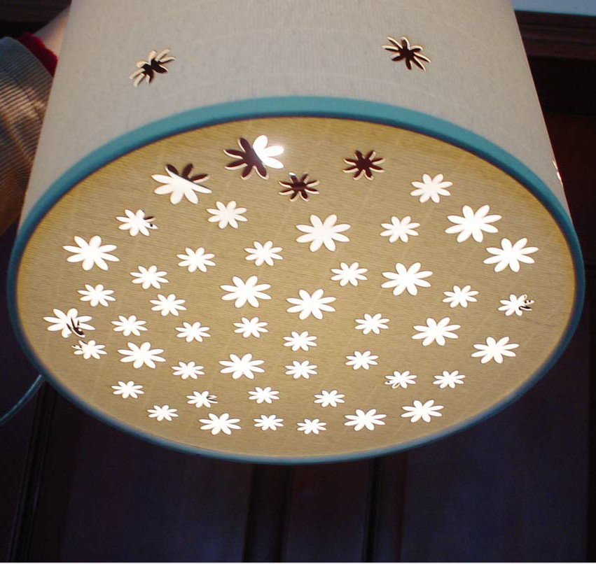 Blue Trim TC Star White Laser Cut Lampshade Removable Cover