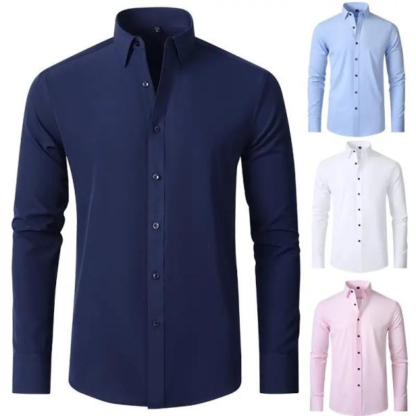 Buy cheap Men′s Shirt Ironing Long Sleeve Stretch Business High-End Men′s Shirt Hot Sale Office Formal Style Men′s Long Sleeve Shirt from wholesalers