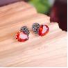 Buy cheap 925 Silver Red Cubic Zirconia and Marcasite Heart Stud Earrings (E11067) from wholesalers