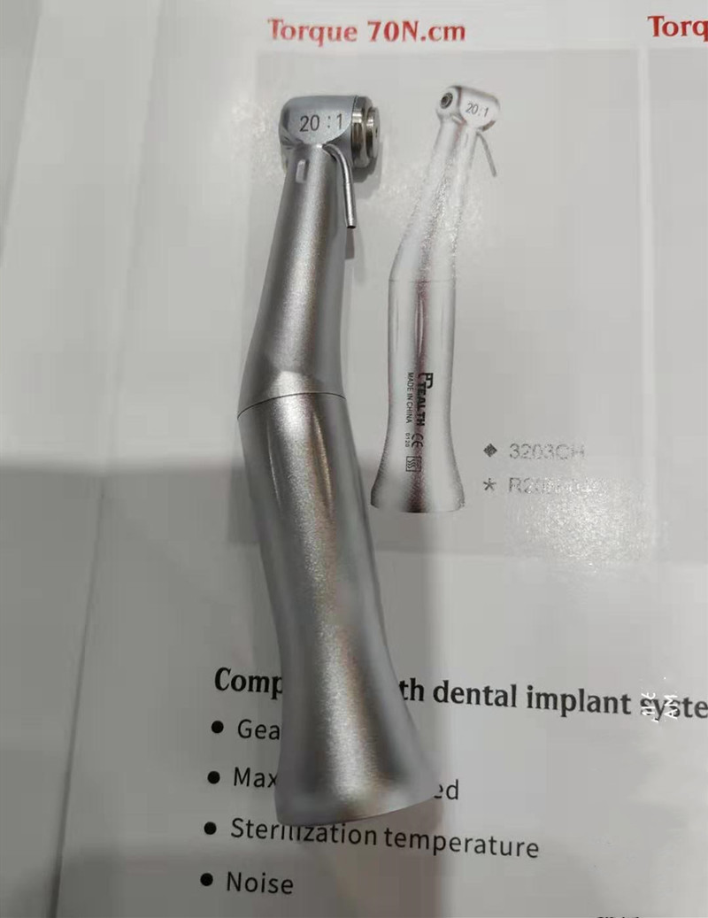 Dental Implant Low Speed Push Button Single Water Spray 20:1 Reduction Contra Angle Handpiece without light