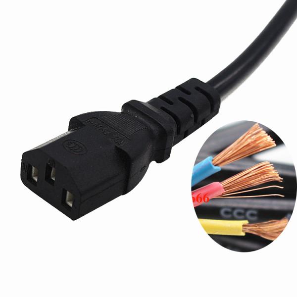 Buy cheap Best 3pin C13 black extension power cord without stopper 0.5m-10m copper power extension cable from wholesalers