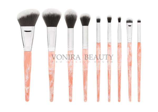 Buy cheap 9 Piece Taklon Vegan Hair Brush Set With Rose Quartz Handle , Synthetic Blush Brush from wholesalers