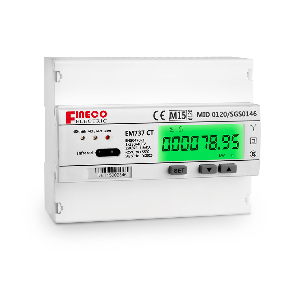 MID Approved Three-Phase Modbus Energy Meter EM737 CT 3*230/400V 10 100 A