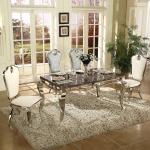 Silvery Legs Luxury Marble Dining Table 60inchx36inchx30inch Italian Modern