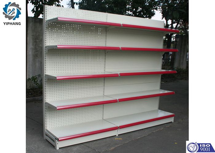 Custom Corrosion Protection Slatwall Metal Retail Shelving 300mm Width For Store