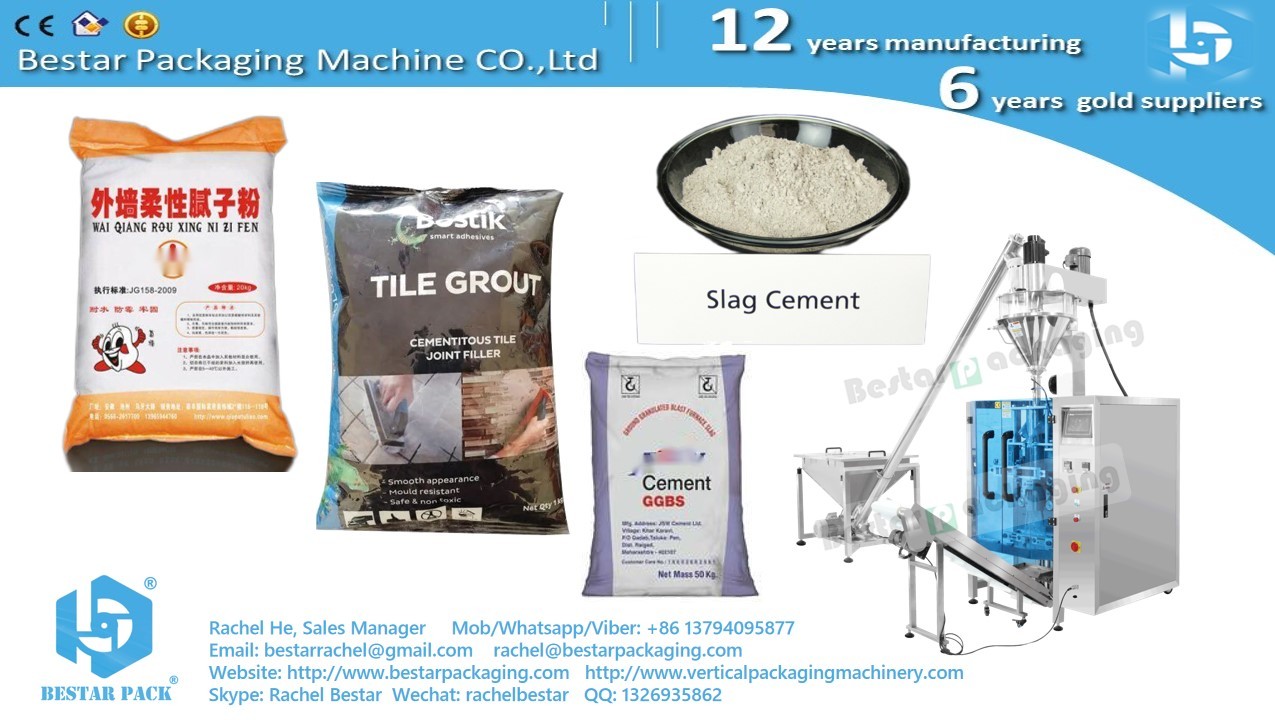 Cement powder 2kg pouch packaging by Bestar powder dosing machine BSTV-450DZ