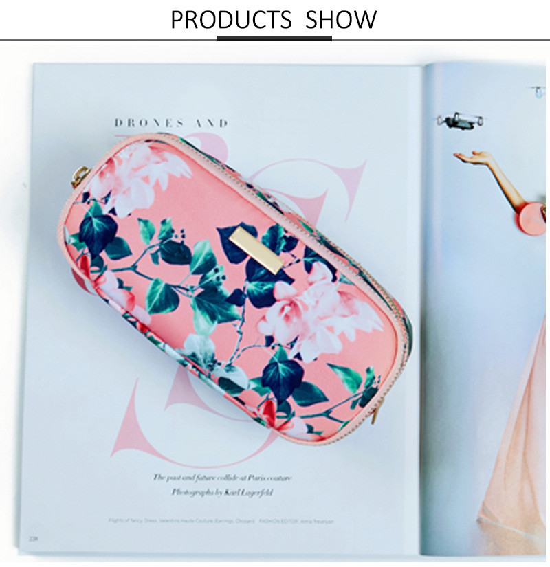 Wholesale Custom Vintage Floral Printed Waterproof Wash Cosmetic Bag