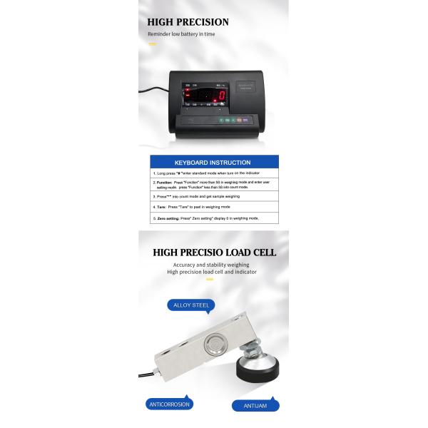 Truck Scale 1.5*1.5 m 3 Ton Platform Weighing Floor Scale with Load Cell Weighing Instrument and Battery Power Supply