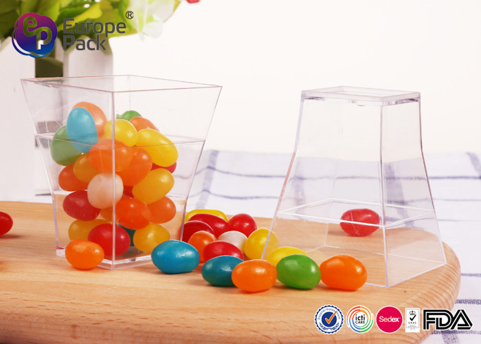 Custom Made LFGB Free Plastic Square Cups For Ice Cream / Dessert
