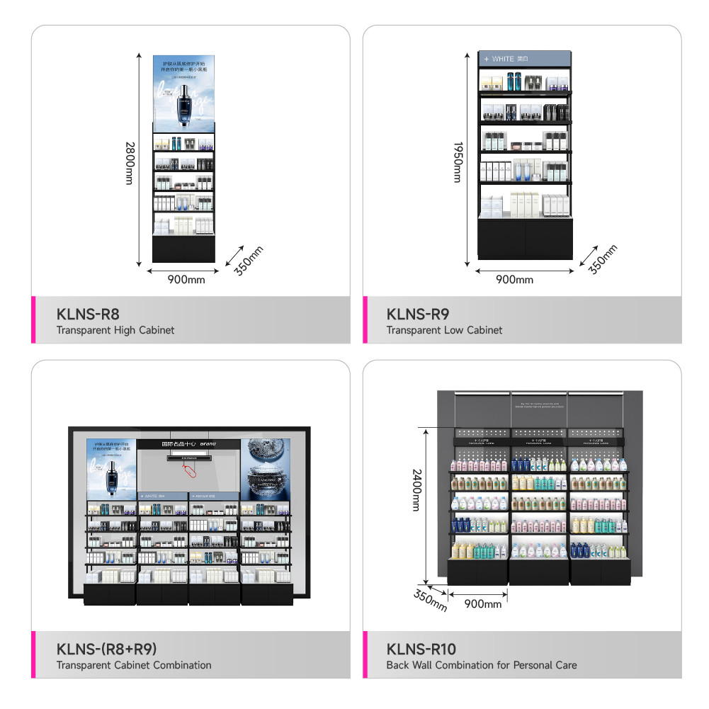 Black Gold Display Showcase Cosmetic Shop Display Rack with Light Strips for Perfume Shop Display and Cosmetic Store Interior Design