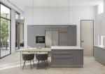 Particle Board Modern Wooden Matt Lacquer Finished Grey Kitchen Cabinet