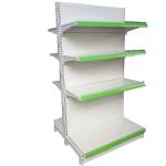 Factory custom color size metal supermarket shelves white gondola shelving