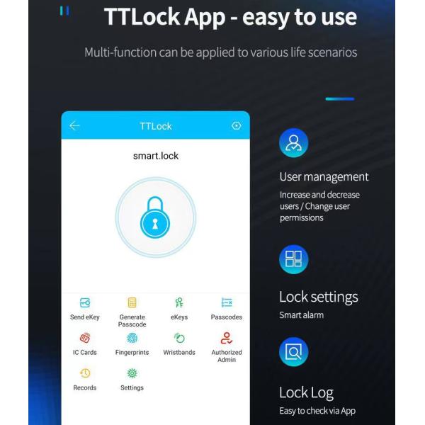 IP65 TTlock Bluetooth Controlled Door Lock Biometric Finger Print