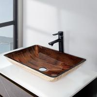 Buy cheap 22 Inch Dark Brown Bathroom Sink 12mm Tempered Glass Rectangular With A Sleek product