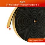 1/4 Inch Wide X 1/4 Inch Thick Soundproof Foam Weather Stripping for Automotive