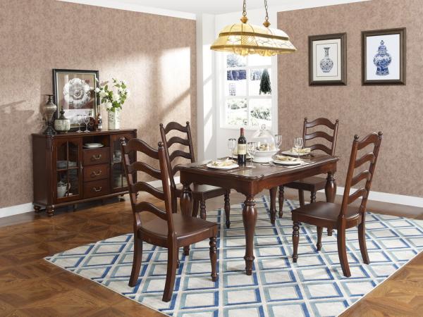 Buy cheap Rubber Wood Home dining room furniture Long and round dining table with 4/6 people Chair can by Upholstered cushion seat from wholesalers