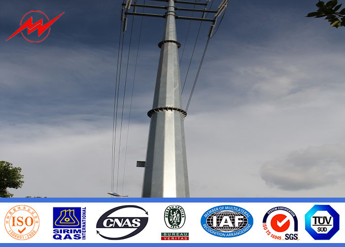 75ft 4mm Q235 Hdg Electric Power Pole Polygonal Double Cross Arm Iso Certification